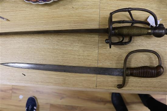 A Turkish sidearm and a cagework hilted sword
